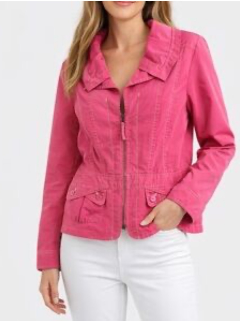 Tribal Bright Pink Tapered Zip Front Jacket Size 6